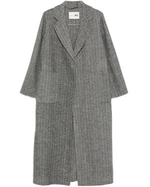 Manzoni 24 Herringbone-Pattern Notch-Lapels Coat - Grey