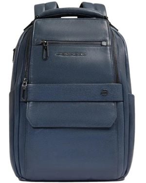 Piquadro Grained Texture 13" Backpack - Blue