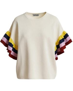 Essentiel Antwerp Januari Pullover Mit Gestreiften Ärmeln - Weiß