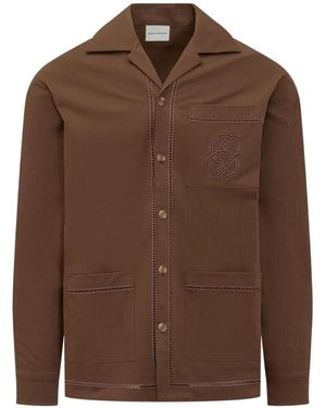 Drole de Monsieur Embroidered-Logo Shirt - Brown
