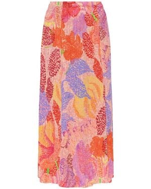 Pleats Please Issey Miyake Floral Pleated Mid Skirt - Pink