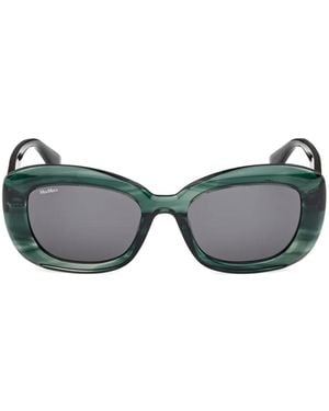 Max Mara Eyewear Ovale Sonnenbrille Mit Logo-Detail - Grau