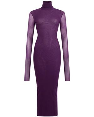 Philosophy Di Lorenzo Serafini Sheer High-Neck Midi Dress - Purple