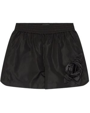 Simone Rocha Rose-Appliqué Shorts - Black