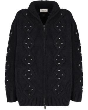 Laneus Stud-Embellished Cardigan - Black