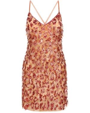 Roberto Cavalli Robe Courte Brodée De Sequins - Orange