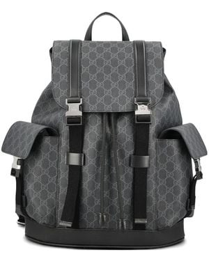 Gucci Logo Patterned Backpack - Black