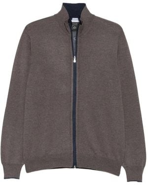 Gran Sasso Cardigan Zippé À Col Montant - Marron