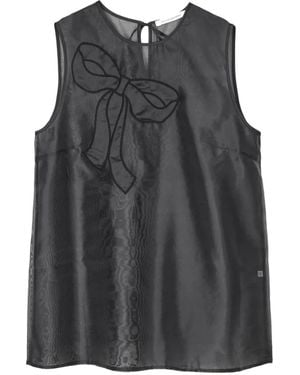 Cecilie Bahnsen Alba Bow-Detail Sleeveless Organza Blouse - Grey