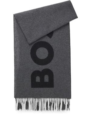 BOSS In Italien Gefertigter Schal Aus Woll-Jacquard - Grau