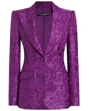 Dolce & Gabbana Floral-Brocade Blazer - Purple