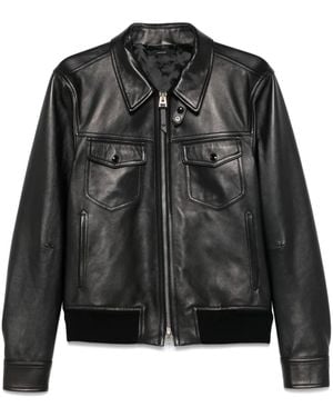 Tom Ford Leather Contrast Jacket - Black