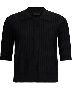 Liu Jo Ribbed Polo-Collar Cardigan - Black