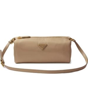 Prada Logo-Plaque Shoulder Bag - Natural