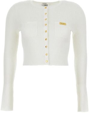 Elisabetta Franchi Micro-Braided Knit Cardigan - White