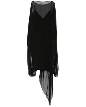N°21 Sheer Cape-Overlay Dress - Black