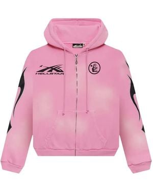 HELLSTAR Sudadera Con Cremallera Y Llamas Estampadas - Rosa