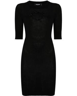 DSquared² Crystal-Embellished Mini Dress - Black