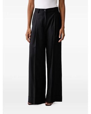 ViCOLO Pinstriped Palazzo Trousers - Black