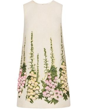 Oscar de la Renta Embroidered Tweed Mini Dress - White