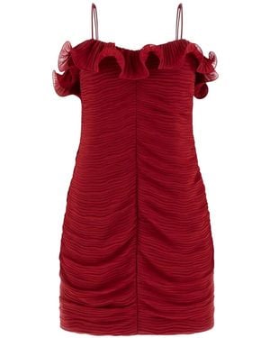 Guess Kennith Ruffled-Trim Ruched Mini Dress - Red