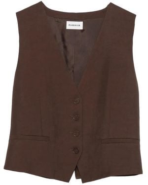 P.A.R.O.S.H. Chaleco con botones y cuello en V - Marrón