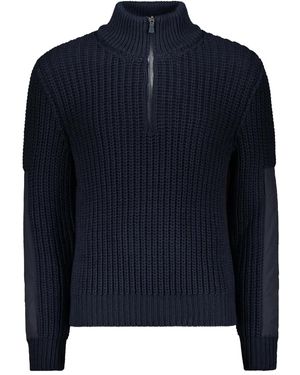 Herno Jersey de canalé con media cremallera - Azul