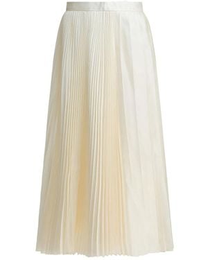 Sandbeige Pleated Midi Skirt - White