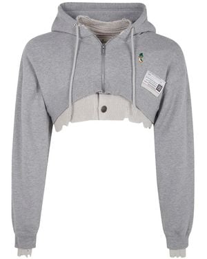 Maison Mihara Yasuhiro Cropped Layered Hoodie - Grey
