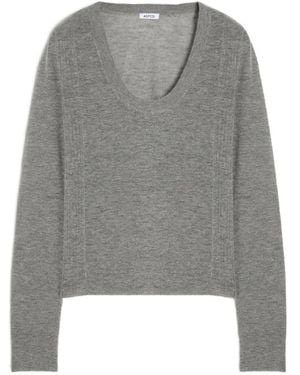 Aspesi Scoop-Neck Fine-Knit Sweater - Gray
