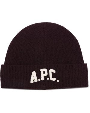 A.P.C. Beanie mit Logo-Stickerei - Lila
