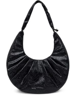 KARL LAGERFELD Crinkled-Effect Pleated Tote Bag - Black