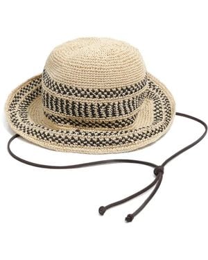 Bimba Y Lola Geometric-Pattern Woven Hat - Natural
