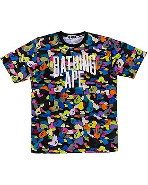A Bathing Ape Camo Logo-Print T-Shirt - Blue