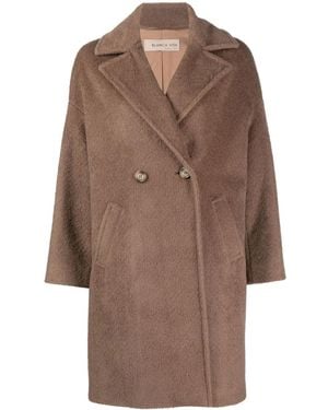 Blanca Vita Tuia Textured Double-Breasted Coat - Brown