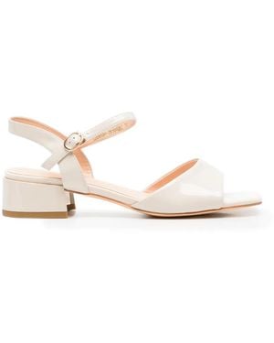 Linda Baumann Patent-Finish Buckle-Fastening Sandals - Natural