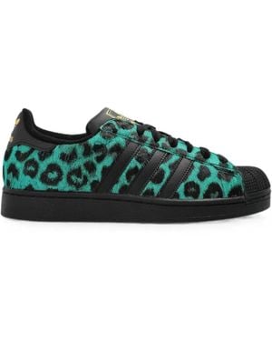 adidas Superstar Ii Leopard-Print Leather Trainers - Green