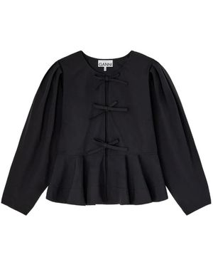 Ganni ラッフルカフス ブラウス ホワイト | Lyst
