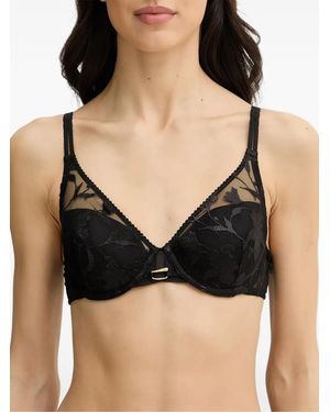 Chantelle Idyll Embroidered Lace-Trim Bra - Black