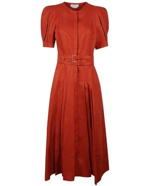 Gabriela Hearst Belted Pleated Dress - Red