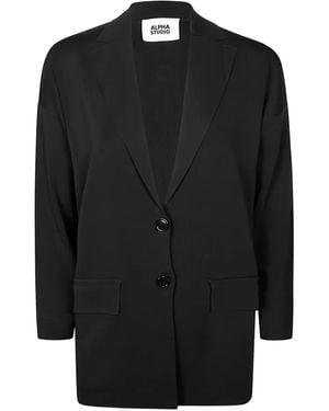 Alpha Studio Blazer Met Zak En Twee Knopen - Zwart