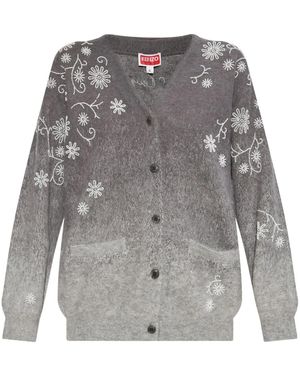 KENZO Beaded Floral Cardigan - Grey
