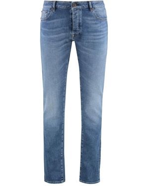 Moorer Logo-Patch Five-Pocket Denim Jeans - Blue