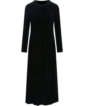Aspesi Midi Dress With Round Neckline And Flared Hem - Black