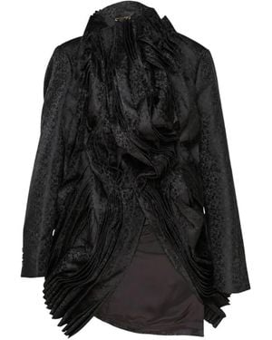 Comme des Garçons Floral-Jacquard Pleated Fitted Jacket - Black