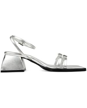 NODALETO Buckle-Detail Square-Toe Sandals - White