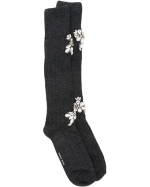 Simone Rocha Embellished Rose Knee Socks - Black