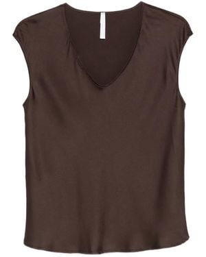 Imperial Satin-Finish Scoop-Neck Top - Brown