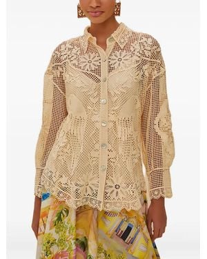 FARM Rio Floral-Lace Long-Sleeves Shirt - Natural