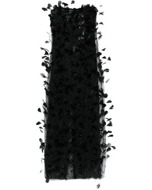 Nissa Feather-Embellished Tulle Maxi Dress - Black